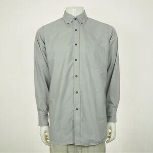 New Red Kap Button Down Shirt Mens XL Gray Poplin Blend Uniform Industrial Work
